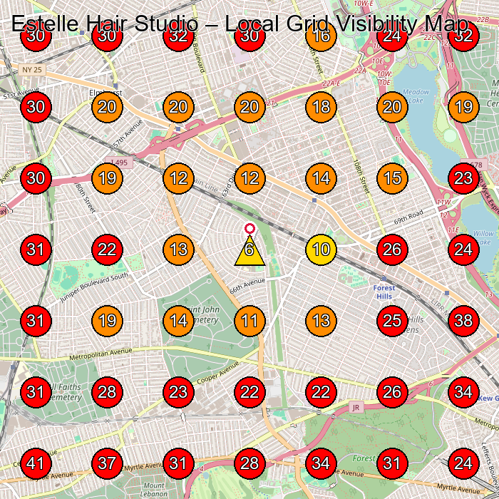 Estelle Hair Studio GeoGrid visibility map for Spa in Ste 1